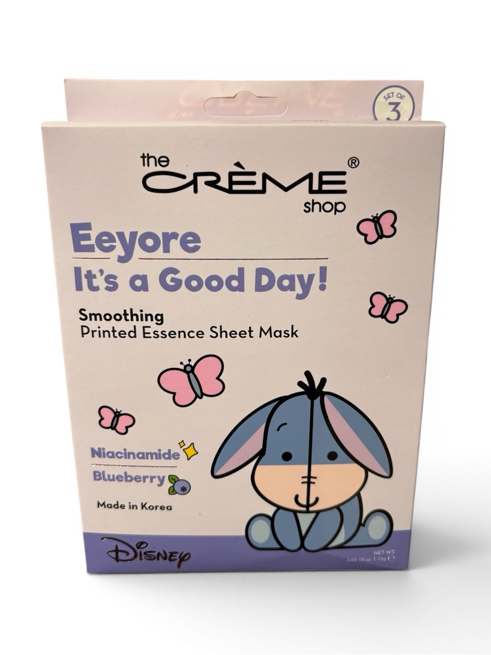 The Creme Shop Eeyore Sheet Mask Set 3 Niacinamide Blueberry